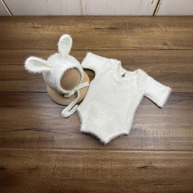 Newborn Photography Props Knitted Outfit Rabbit Doll Baby Cosplay Glasses Baby Photoshoot Props Accessories