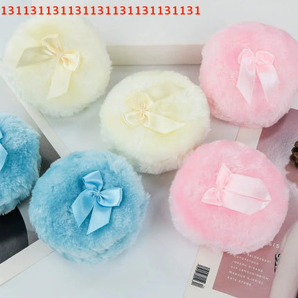 Professional Plush Bowknot round Makeup Sponge Soft Fluffy Loose Powder Puff Cute Foundation Cosmetic Beauty Tool