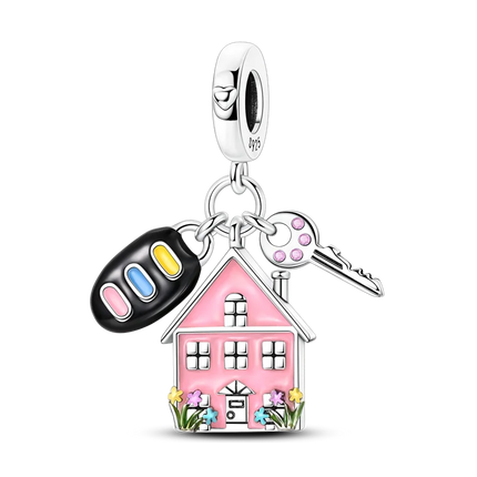 2026 Romantic Pink Color Charms Bead 925 Sterling Silver CZ Zircon Love Heart Pendants Fit Original Bracelet DIY Jewelry Gift