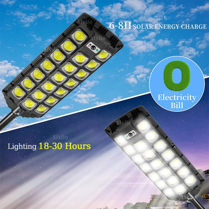 Most Powerful 150000W LED Solar Light Outdoor Motion Sensor Solar Street Lights IPX67 Waterproof Street Lamp Garden Yard Lantern