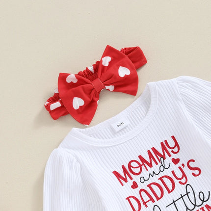 My First Valentines Day Baby Girl Outfit Infant Daddys Valentines Newborn Bell Bottoms Valentines Clothes