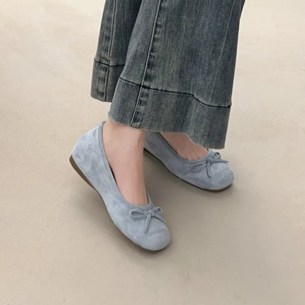 Spring Autumn Internal Elevation Women Mary Jane Shoes Ladies Outdoor Comfort Slip On Women's Butterfly-knot Ballet Shoes