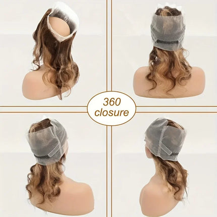 Body Wave Highlight 360 Lace Frontal Only Ombre Brown Honey Blonde 2x6 4x4 5x5 13x4 Lace Closure P4/27# Human Hair Extensions
