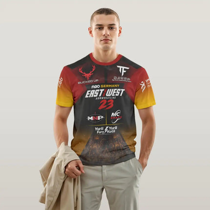The East VS West Series 16 To 24 Armwrestling T-Shirt Atlantic City Sports Jersey Men's Breathable Quick Dry Fitness Gym Tee Top