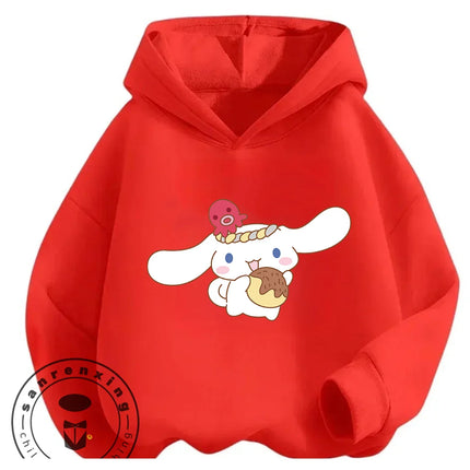 Autumn Winter Outdoor Casual Cinnamoroll Hooded Sweatshirt 3-14Y Boys Girls Cute Kawaii Cartoon Street Hot Fashion
