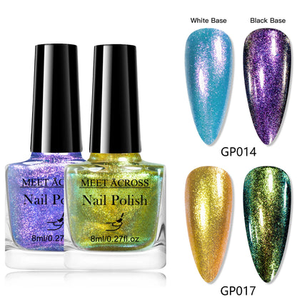 2pcs Chameleon Nail Polish Kit 8ml Natural Dry Saving Time Long Lasting Glitter Nail Art Polish For Manicure DIY Nail Supplies