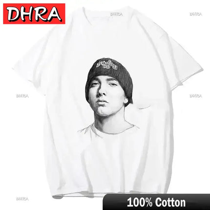 Summer Rapper Eminem Graphic Printed Tshirt Men Retro Cotton Hip-hop Fashion Casual T-shirt Women Cool Music Style Tops Clothing