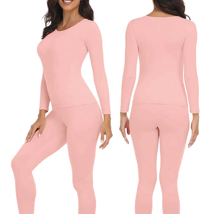 Thermal Underwear Suit for Women Long Johns Ultra-Soft Slim Base Layer Cold Weather Keep Warm Top Bottom Set of 2