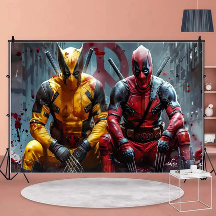 Superhero Deadpool Theme Customized Boys Birthday Party Decoration Banner Provided Portrait Photography Studio Background Props