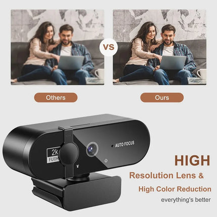 1080P Full HD Webcam with Built-in Microphone - USB Autofocus Camera for PC Laptop Ideal for Video Recording Conferencing