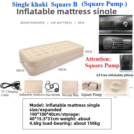 MOUNTAINHIKER 2025 Interior Air Mattress Glamping Mats PVC Inflatable Sleeping Mattress 1/3 Person Camping Bed Mat Built-in Pump
