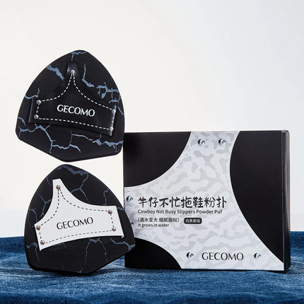 2PCS Denim Makeup Powder Puff Set Soft Skin-Friendly Dry & Wet Dual-Use Sponge Cushion For Liquid Foundation