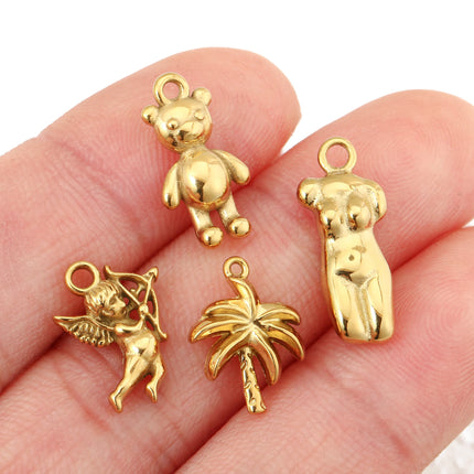 3Pcs Airplane/Body/Cowboy Boot/Ox Horn Charms Stainless Steel Waterproof Pendants DIY Earrings Necklace Jewelry Making Findings