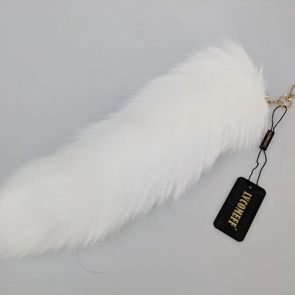 natural fox fur tail keychain furry 2024 chic y2k  beautiful accessory length 40 cm Car Keychains For Women