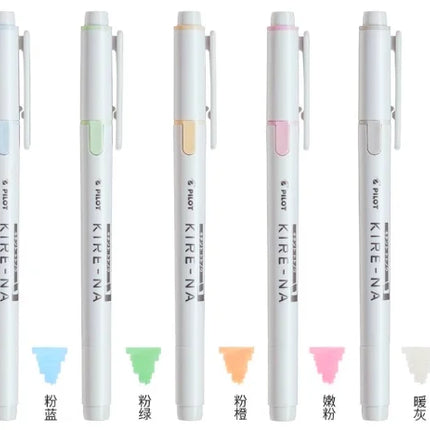 PILOT KIRE-NA Highlighter Pen Set Dual Tip Colroed Highlighter Pastel/Basic Chisel/Fine Tip, Quick-Dry Pigment Ink, SKIW-1-5C1
