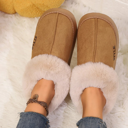 Women's Winter Fur Shoes Male Ankle Boots Platform Slippers Home Warm Fashion Outdoor Basis Thick Wool Wool Short Boots