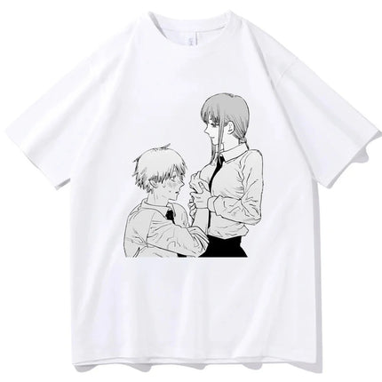 Chainsaw Man cotton shirt teen University graphic Grunge Retro t-shirt Classic Punk 2000s Trendy