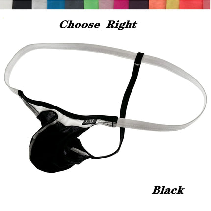 Male's Brief Cool Silky Nylon Low Waist Thongs Ice Ventilate Mesh Underwear Sexy G-strings Pouch Gay Men Gay Sissy Underwear