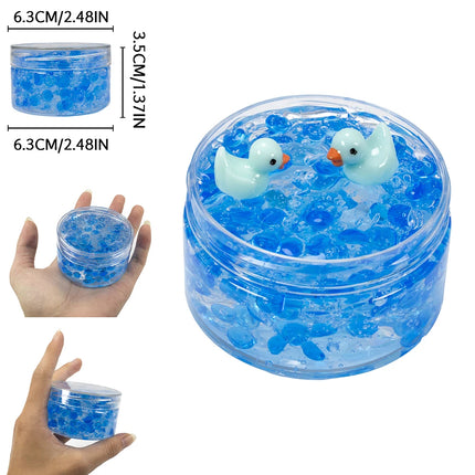120ml Clear Beads Slime Kit with Duck Charms - Perfect Anti Stress Stretchy & Non-Sticky Crystal Slime Gift for Kids Teens