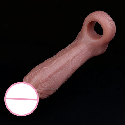SXXY Realistic Penis Extender Male Delay Ejaculation Cock Sheath Silicone Reusable Condon Sex Toys For Men Couples Sex Pleasure