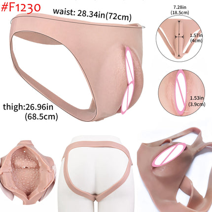 FAAK Silicone Crossdresser Thong Panty Camel Toe Hiding Gaff Shaping Brief Insertable Sexy Fake Pussy Vagina Underwear