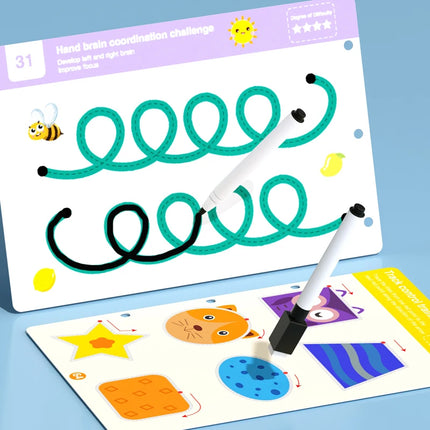Children Montessori Drawing Toy Pen Control Training Color Shape Math Match Game Set Toddler Learn Activities Educational Book