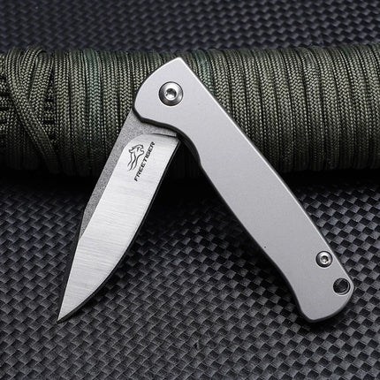 FREETIGER All Steel Pocket Knife D2 Blade 420 Stainless Steel Handle Fruit Keychain Pocket Tool Outdoor Camping Small EDC Knives