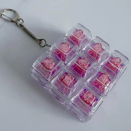 Fingertip Keyboard Clicker Toys 1/2/3/4/9 Key Crystal Keychain Stress Relief Anti-Anxiety Decompression Gadget