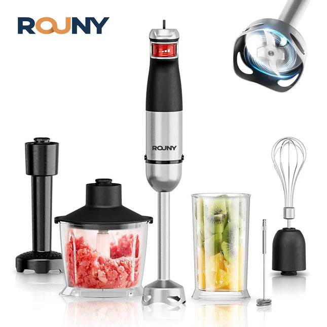 Electric Handheld Stick Blender 6-in-1 Multi-Purpose Immersion Hand Blender, Stainless Steel Blades, Home & Kitchen, 1500W MAX
