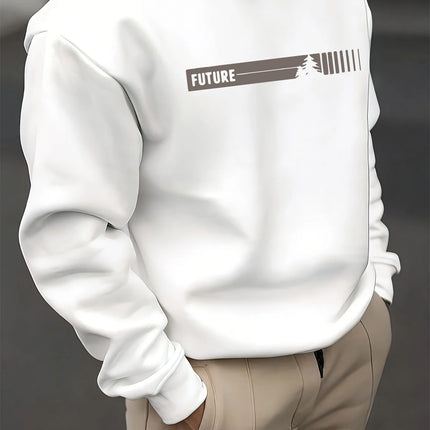 Men's autumn and winter fashionable casual loose fortune letter graphic printed long-sleeved round-neck sweatshirt