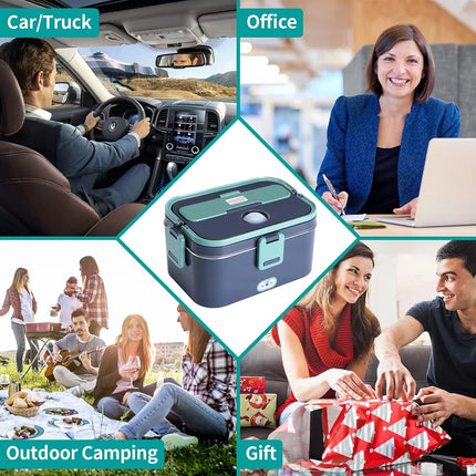 1.5 L 60W Electric Lunch Box Food Warmer Portable Food Heater for Car Or Home - Leak Proof, Lunch Heating Microwave for Truckers