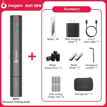 Awgem 40KHz Handheld Ultrasonic Cutter Ultrasonic cutting knife DIY Electric Carving Tool for Plastic/Resin/3D Printing/Textile