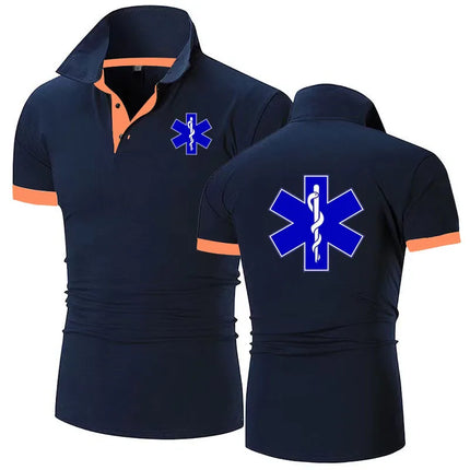 EMT Paramedic Emergency Medical Services polo shirt Men Casual T-shirt High Quality matching color cotton Men's Lapel shirt top