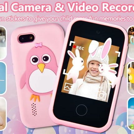32GB Kids Smart Phone 2.8'' IPS Mini Toy Phone Music Player  28 Games Alarm Clock Flashlight Dual Camera Educational Funny Toys