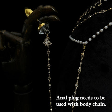 Diamond-Studded Nipple Clips SM Body Chain Glowing Heart Breast Restraint Anal Stimulator with Vaginal Clamps  Training Sex Toys