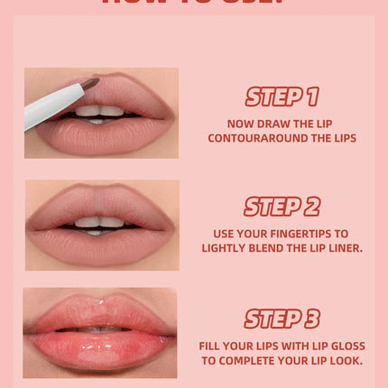 Double Head Mirror Lip Glaze 2 in 1 Lipliner Pen Water Light Lip Gloss Makeup Set Matte Velvet Lip Liner Pencil Contour Cosmetic
