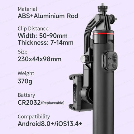 C22 AI Face Tracking Handheld Gimbal Stabiliser 360° Rotation Shoot Selfie Stick Tripod for Mobile Phone, 1/4'' Screw for Camera