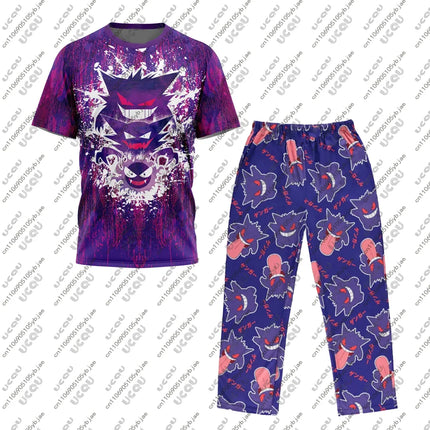 Y2k Gift Adult Women Kid G-Gengar Pj's T Shirt Unisex Boys Girls Sweatshirt Casual Top P-Pokemo Suit Set Party Pajamas Pants Tee