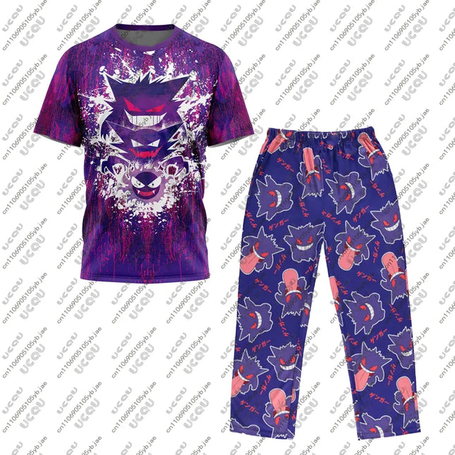 Y2k Gift Adult Women Kid G-Gengar Pj's T Shirt Unisex Boys Girls Sweatshirt Casual Top P-Pokemo Suit Set Party Pajamas Pants Tee