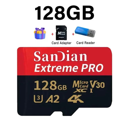 Micro TF&SD Card 128GB High-speed SD Card 256GB Memory Flash Card Class 10 V30 Up to 100MB/s for PC/Phone/Camera