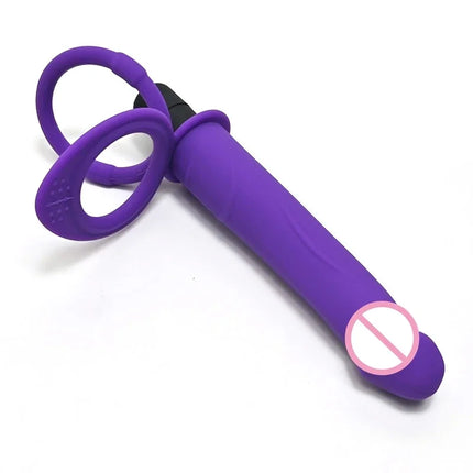 Beginner Vibrating Strap On Dildo Double Penetration Anal Plug Soft Silicone Waterproof Adult Toy for Men