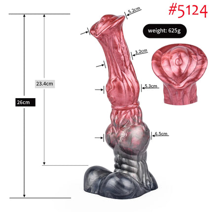FAAK Colorful Silicone Ribbed Fantasy Horse Knot Dildo with Suction Cup Anal Sex Toys Soft Girthy Huge Fake Penis for Women