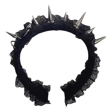 Stylish Goth Punk Headwear for Women Metal Rivet Headband Fashion Hair Band Cosplay Accessory Silver Golden Hair Decoration
