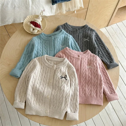 New Children's Fashion Baby Girl Autumn Sweater  Winter Baby Girl Clothes Solid Color Autumn Knitted Cardigan Spring and Autumn