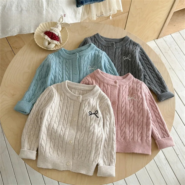 New Children's Fashion Baby Girl Autumn Sweater  Winter Baby Girl Clothes Solid Color Autumn Knitted Cardigan Spring and Autumn