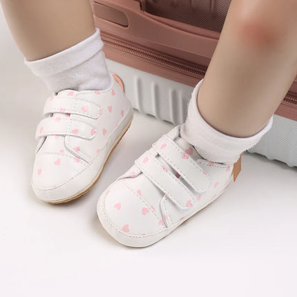 White Baby Shoes Girls Lovely Heart Embroidery Casual Sneakers Non-slip Infant Kids Christening