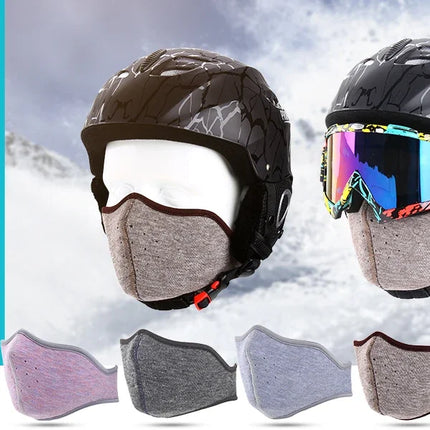 Fashion Winter Thermal Balaclava Full Face Mask Skiing Hat Bandana Hat Windproof Snowboard Scarves Women's Men Helmet Cap Black