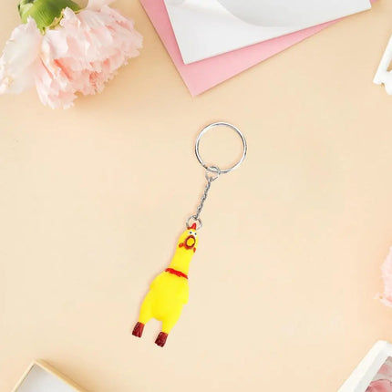 Yellow Shrilling Screaming Chicken Keychain Scream Chicken Voice Chicken Keychain Mini Rubber Squeeze Screaming Chick