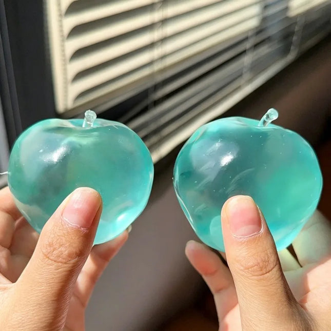 Squishy Crystal Clear Apple Squeeze Toy, Moldable Non-Rebound Stress Relief Ball, Sensory Fidget Toy for Anxiety Relief
