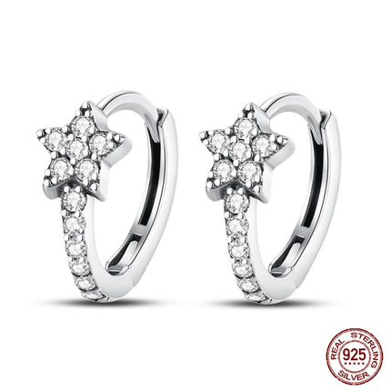 Real 925 Sterling Silver Star Earrings For Women Sparkling Zircon Ear Studs Luxury Fine Engagement Wedding Jewelry Gift For Girl